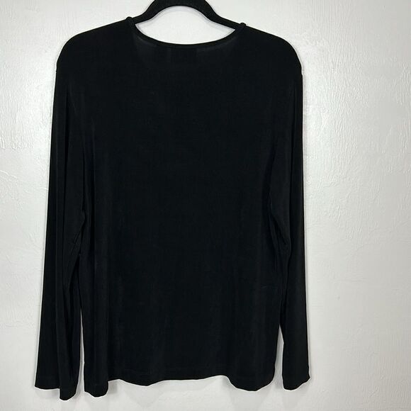 Chico’s Travelers Long Sleeve Patchwork Beaded Animal Print Top Size XL - Picture 4 of 9